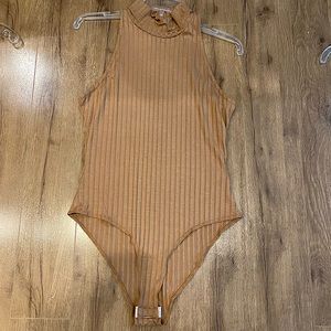 Nude mock neck bodysuit